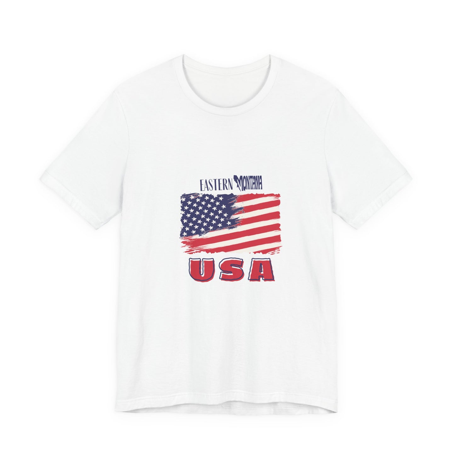 Eastern Montana USA Patriotic Unisex T-Shirt with USA Flag Design, Casual Tee, Summer Outfit, Fourth of July Shirt, Gift for Veterans, Americana Apparel
