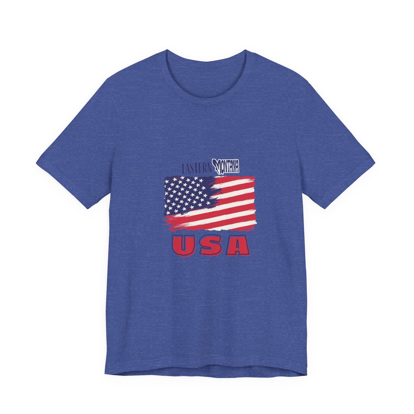 Eastern Montana USA Patriotic Unisex T-Shirt with USA Flag Design, Casual Tee, Summer Outfit, Fourth of July Shirt, Gift for Veterans, Americana Apparel