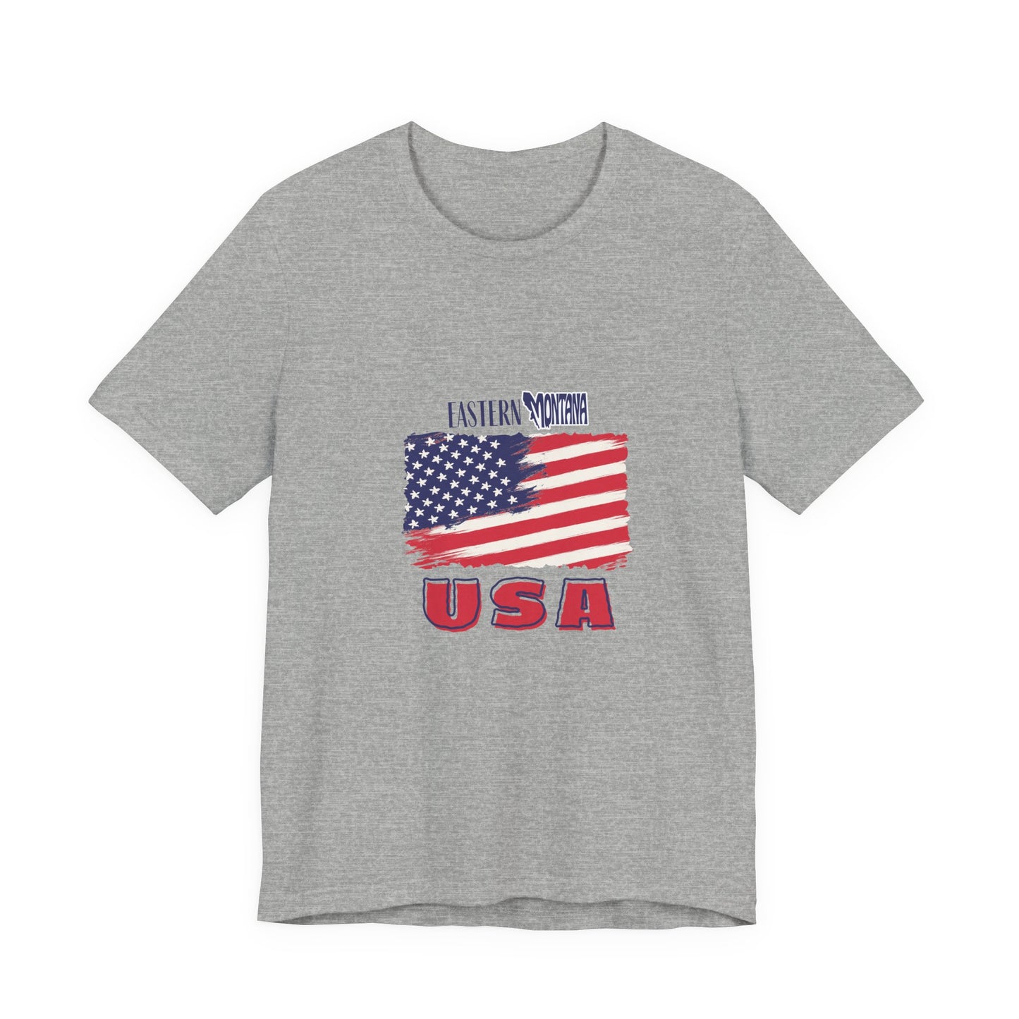 Eastern Montana USA Patriotic Unisex T-Shirt with USA Flag Design, Casual Tee, Summer Outfit, Fourth of July Shirt, Gift for Veterans, Americana Apparel