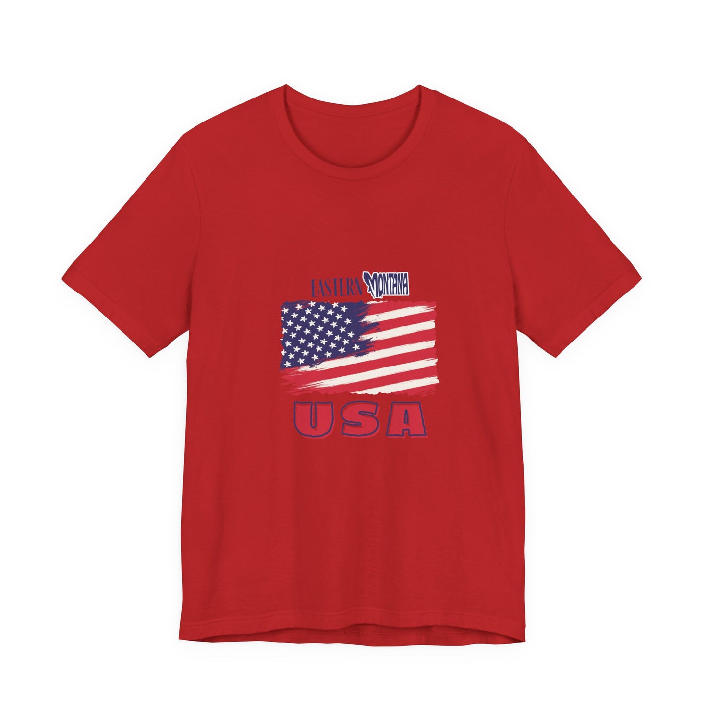 Eastern Montana USA Patriotic Unisex T-Shirt with USA Flag Design, Casual Tee, Summer Outfit, Fourth of July Shirt, Gift for Veterans, Americana Apparel