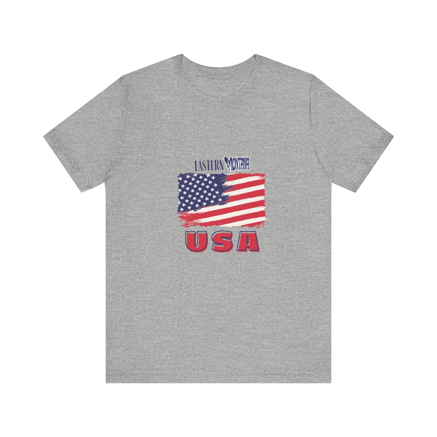 Eastern Montana USA Patriotic Unisex T-Shirt with USA Flag Design, Casual Tee, Summer Outfit, Fourth of July Shirt, Gift for Veterans, Americana Apparel