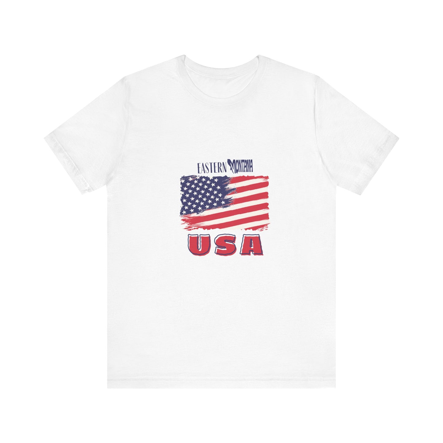 Eastern Montana USA Patriotic Unisex T-Shirt with USA Flag Design, Casual Tee, Summer Outfit, Fourth of July Shirt, Gift for Veterans, Americana Apparel