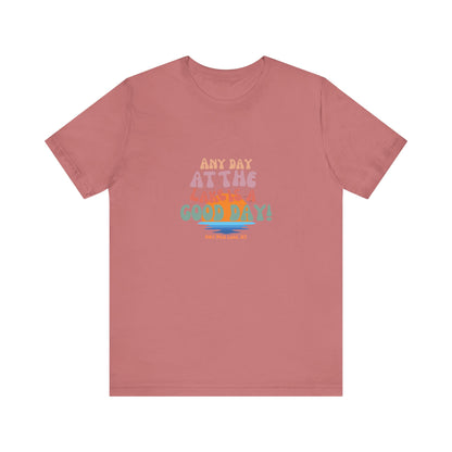 Summer Vibes Short Sleeve Tee - Any Day at the Good Vibes, Beachwear, Vacation Shirt, Casual, Gift for Her, Relaxed Fit