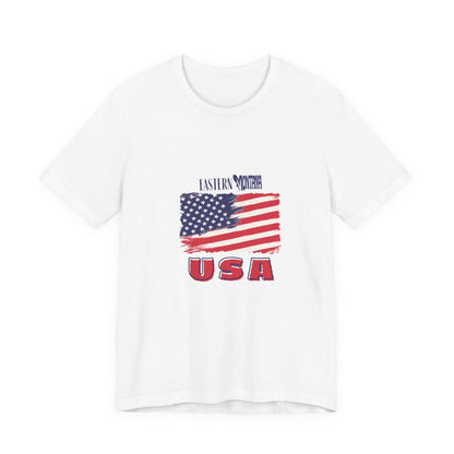 Eastern Montana USA Patriotic Unisex T-Shirt with USA Flag Design, Casual Tee, Summer Outfit, Fourth of July Shirt, Gift for Veterans, Americana Apparel