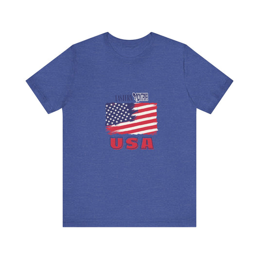 Eastern Montana USA Patriotic Unisex T-Shirt with USA Flag Design, Casual Tee, Summer Outfit, Fourth of July Shirt, Gift for Veterans, Americana Apparel