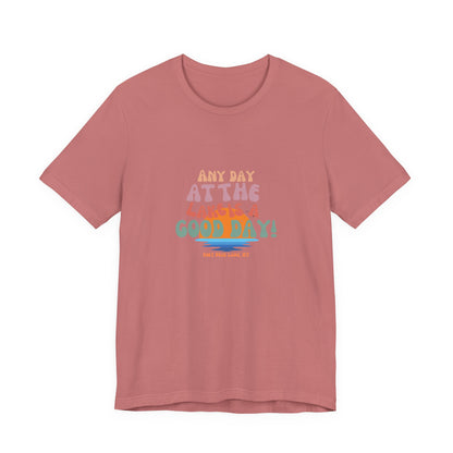 Summer Vibes Short Sleeve Tee - Any Day at the Good Vibes, Beachwear, Vacation Shirt, Casual, Gift for Her, Relaxed Fit
